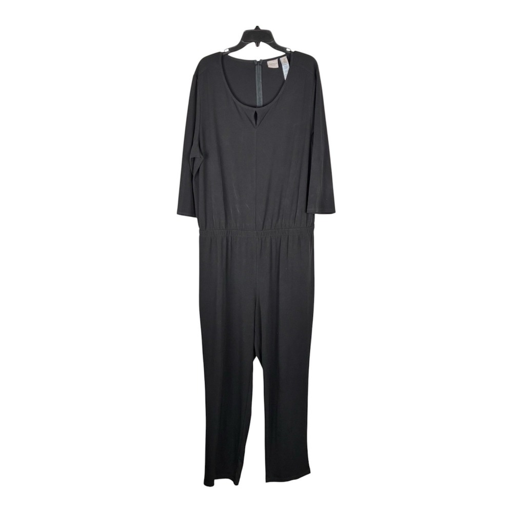 Chicos Black Jumpsuit Sz 3 / XL Jersey Stretch Elegant Party Classic Work‎